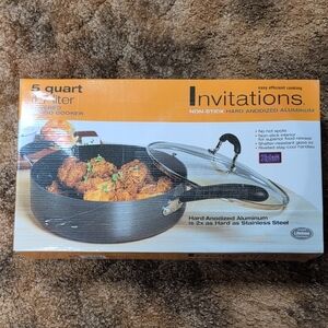 5-Quart Non-Stick Hard Anodized Saute Pan with Glass Lid - Black